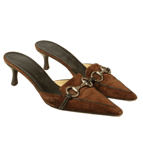 Gucci Horsebit Accent Suede Mules