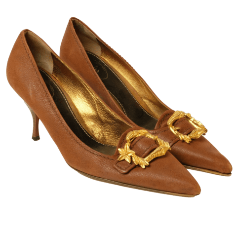 Prada Brown Leather Mary Jane Heels