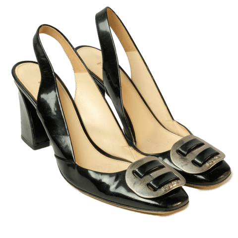 Prada Black Venice Slingback Heels