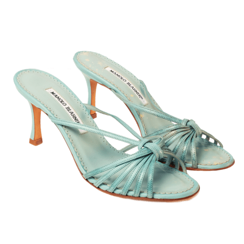 Manolo Blahnik 2000 Mint Leather Mules