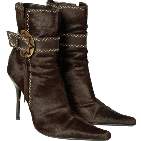 Casadei Brown Pony Hair Heeled Boots